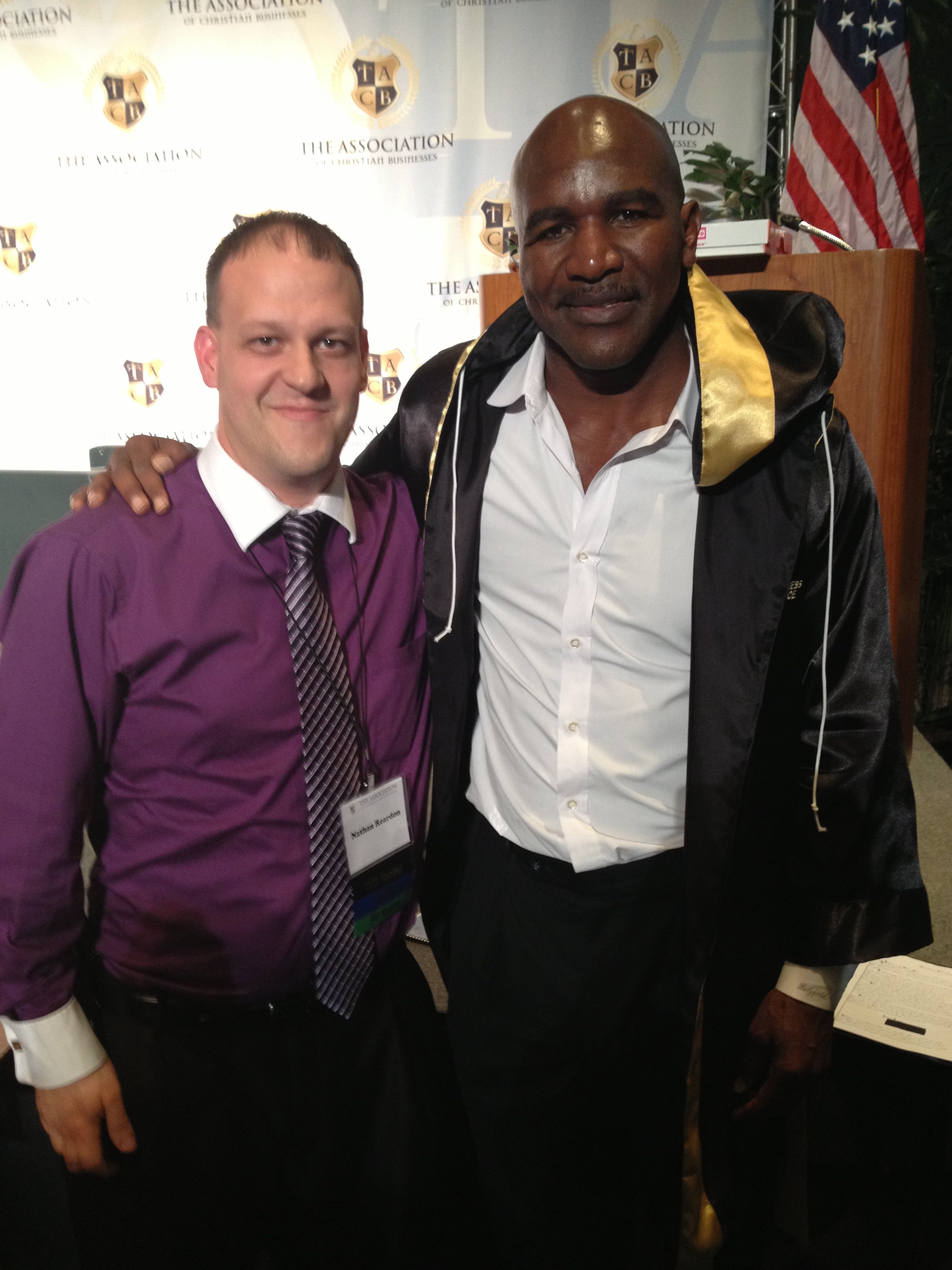 Nathan with Evander Holyfield